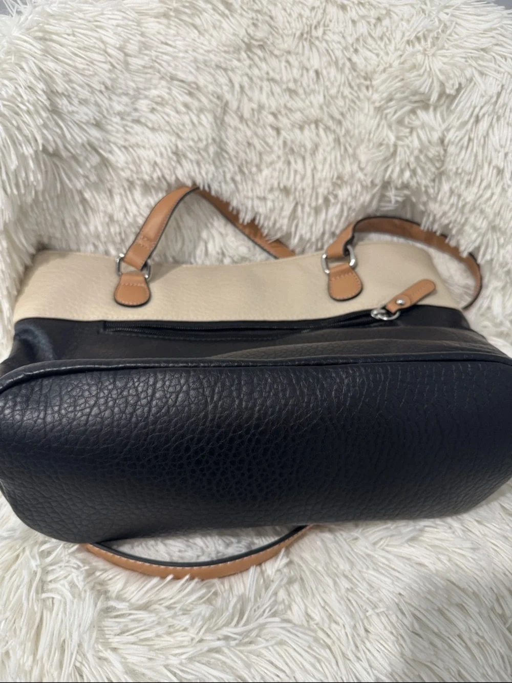 Giani Bernini Black, Cream & Tan Leather Tote